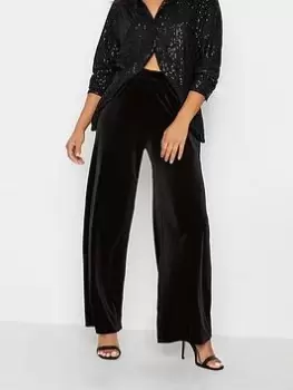 Image of PixieGirl Petite Velvet Wide Leg Trouser, Black, Size 6, Women