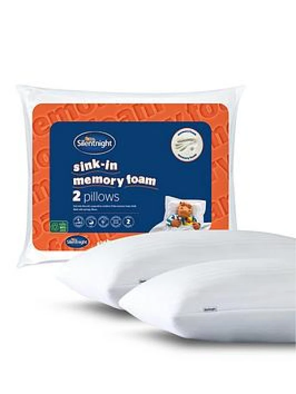 Image of Silentnight Sink-In Memory Foam Pillow - 2 Pack White ONE SIZE
