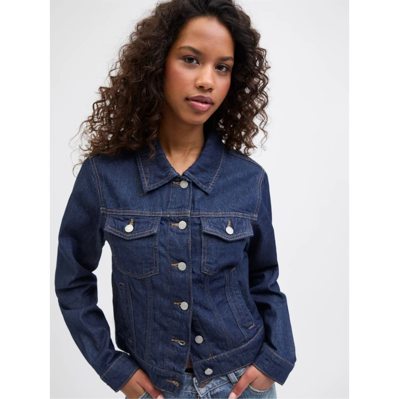 Image of JJXX Womens Structured Button Fastening Denim Jacket Dark Blue Denim female 12 (M)