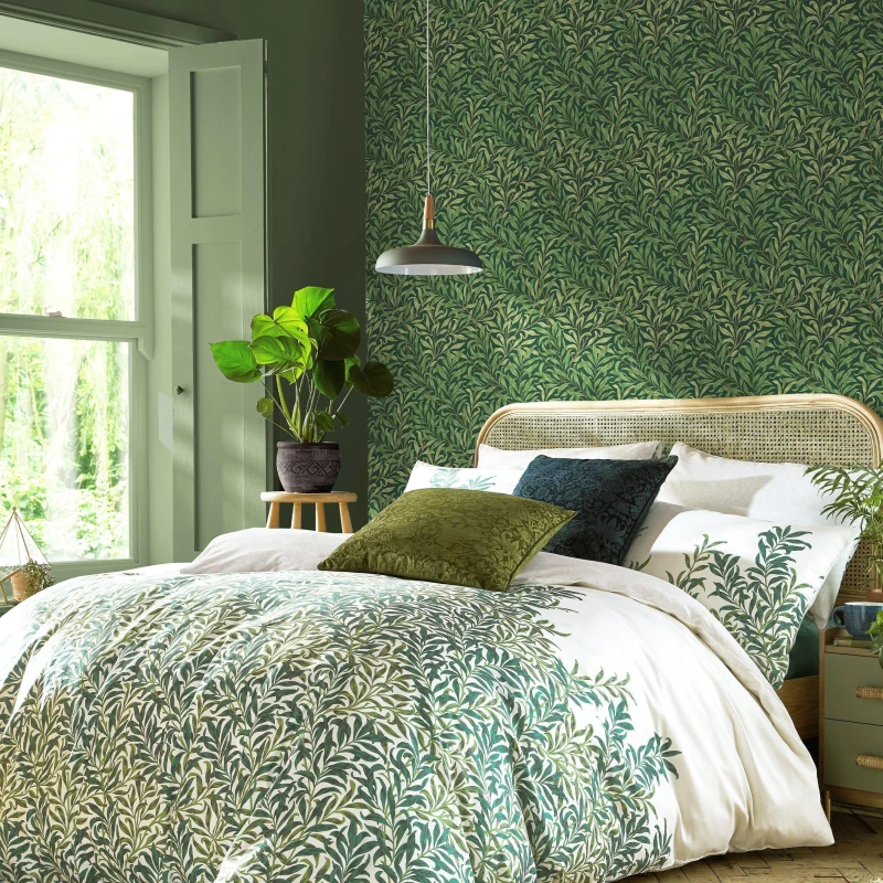 Image of William Morris Gallery Collection Deep Green Willow Bough Smooth Wallpaper