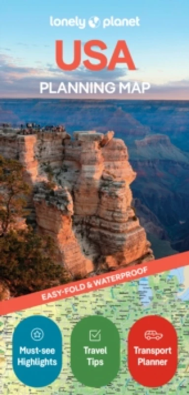 Image of Lonely Planet USA Planning Map : Durable, Waterproof, Easy-Fold Travel Map with Attractions, Itineraries & Transport Guide Sheet map, folded