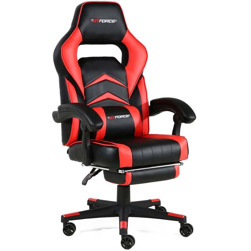 Image of GTForce Turbo Reclining Sports Racing Office Desk Faux Leather Gaming Chair Red