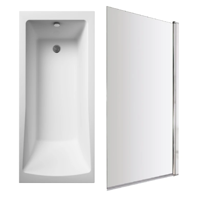Image of Balterley Square Single Ended Bath and Square Bath Screen 1700 x 700mm White