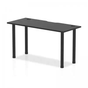 Image of Impulse Black Series 1400 x 600mm Straight Table Black Top with Cable