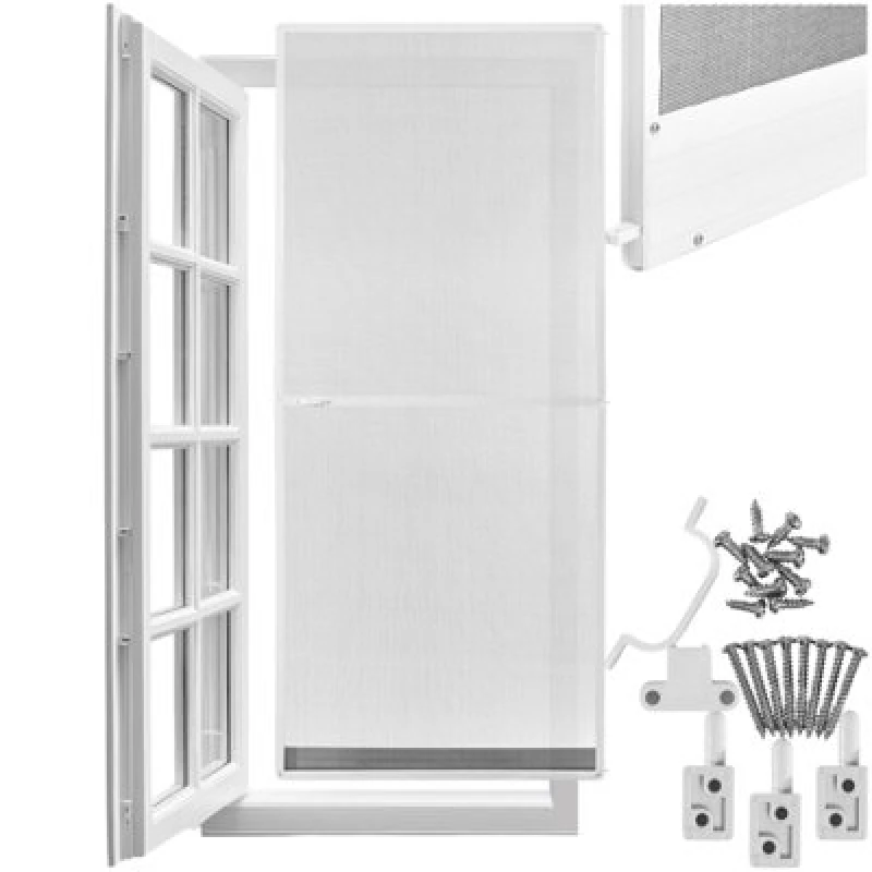 Image of Tectake Fly Screen Door - Individually Adjustable 95 X 210 Cm - White