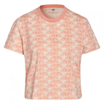 Image of adidas Brand Love Cropped T-Shirt Womens - Wonder White / Ambient Blush