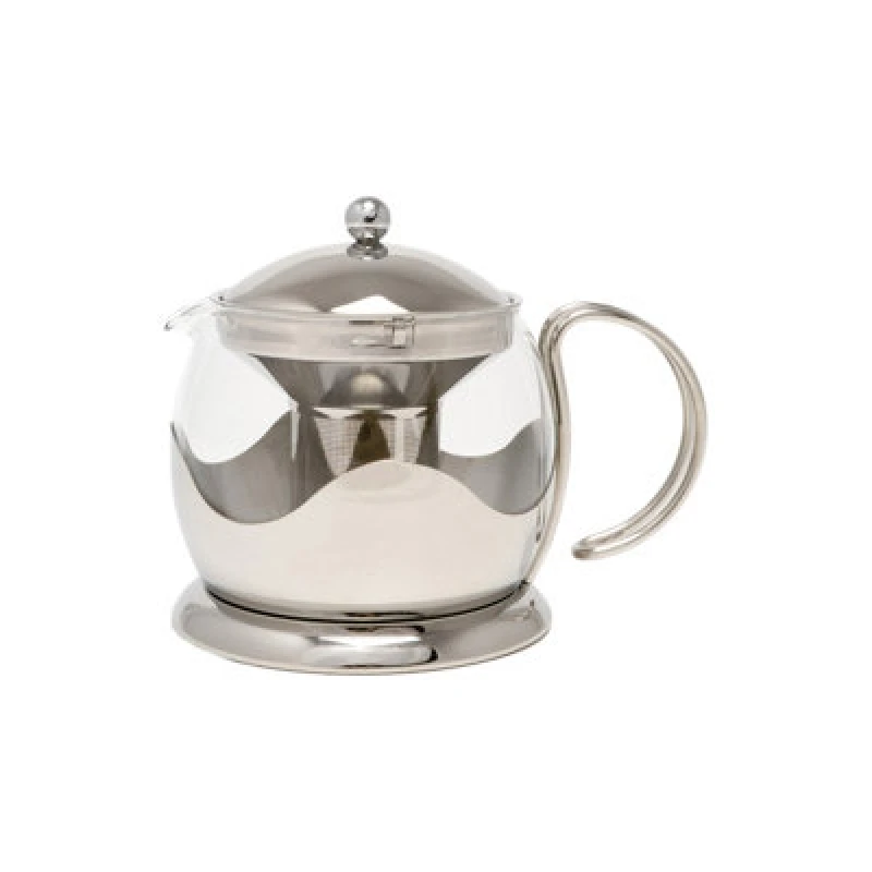 Image of La Cafetiere Teapot Glass Loose Leaf Teapot with Infuser Metallic Silver