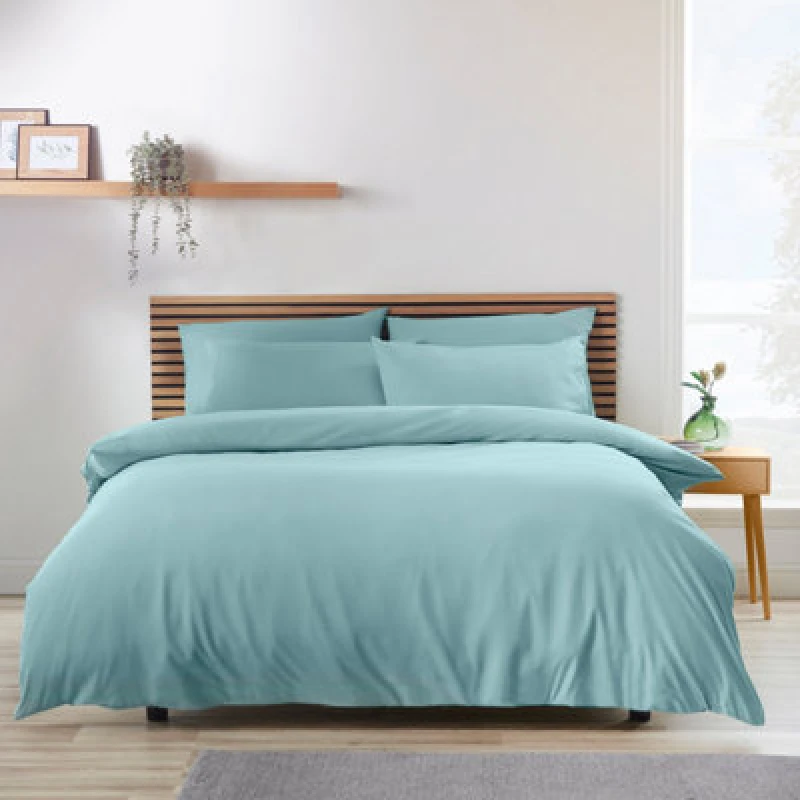 Image of Catherine Lansfield 'So Soft Easy Iron' Duvet Cover Set Duck Egg Blue