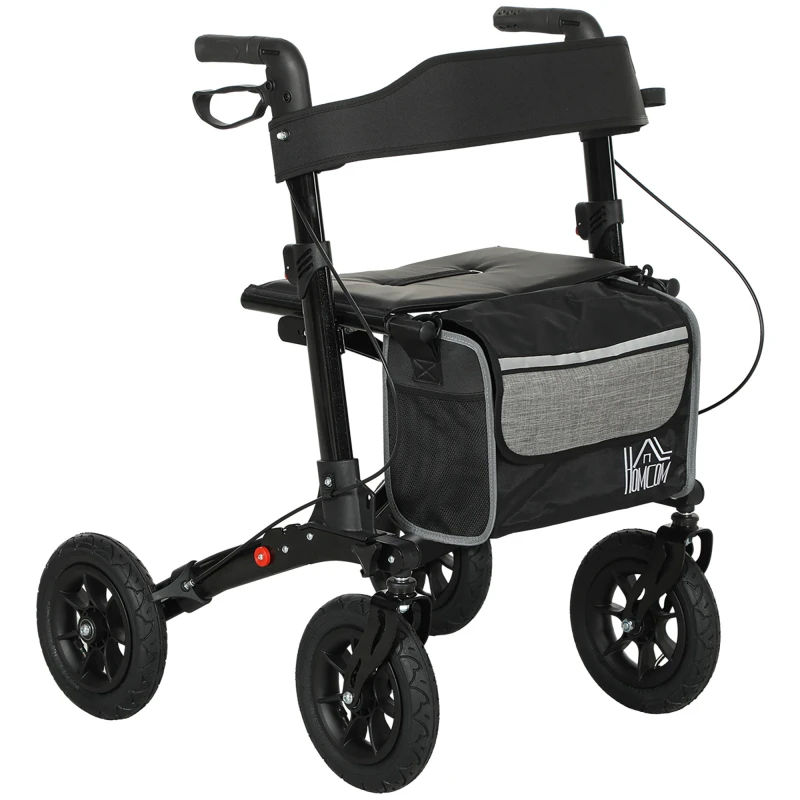 Image of HOMCOM Rollator Walker with Padded Seat, Backrest, All-terrain Wheels Black