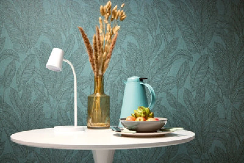 Image of As Creation Bricoflor Non-Woven Wallpaper, Leaf & Palm Wallpaper In Blue, Green - 10,05 X 0,53 M