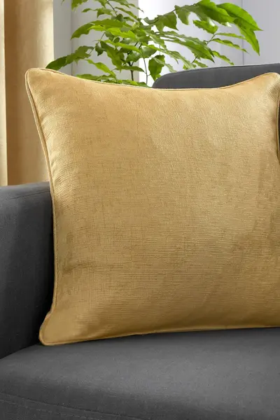 Image of Fusion 'Strata' Luxe Velvet Filled Cushion Yellow