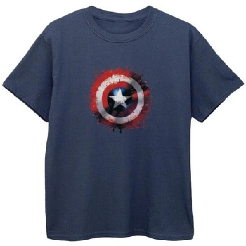 Image of Captain America Art Shield T-Shirt Navy male
