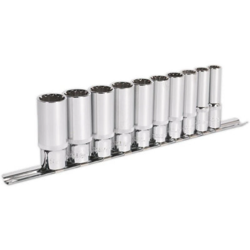 Image of Loops 10pc UNIVERSAL DEEP Metric Socket Set - 3/8" Sq TOTAL DRIVE Fits Most Fasteners Multi