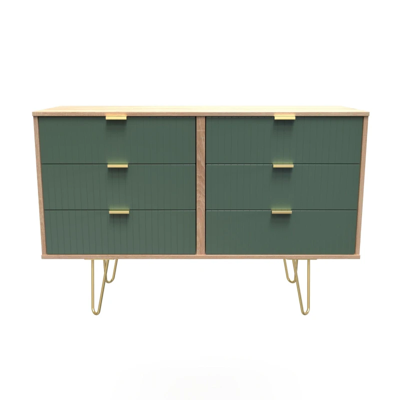 Image of Welcome Furniture Linear 6 Drawer Midi Chest Labrador Green unisex Large