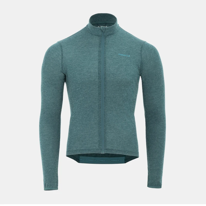 Image of Pinnacle Merino Zip Thru Jersey Mens Green Marl male Small