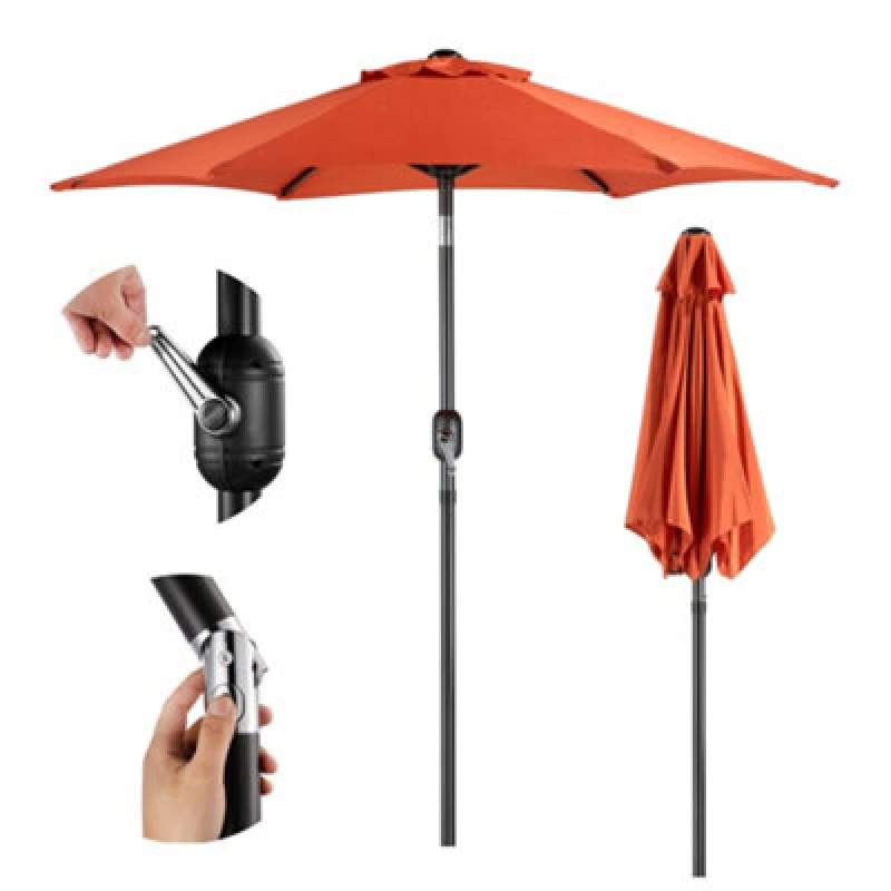 Image of Vonhaus 2m Burnt Orange Steel Parasol 2502075