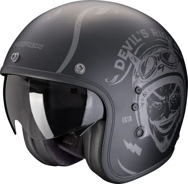 Image of Scorpion Belfast Evo Romeo Matt Black Silver Jet Helmet 2XL