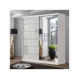 Image of Modern Bedroom Infinity High Gloss Mirror Sliding Door Wardrobe 200cm - White