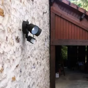 Image of Lutec Shrimp II 12W Outdoor LED Twin Floodlight with PIR Sensor - Black