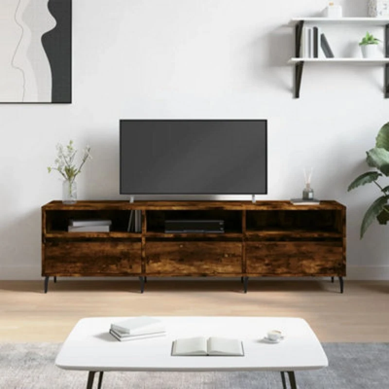 Image of Vidaxl TV Cabinet Smoked Oak 150X30X44.5cm Engineered Wood