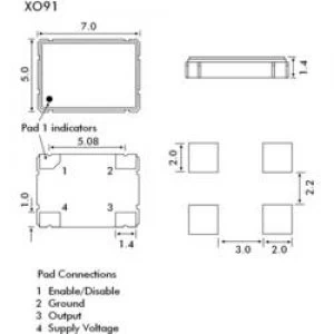 Image of Crystal oscillator EuroQuartz QUARZ OSCILLATOR SMD 5X7 SMD HCMOS