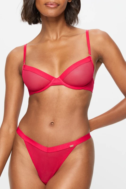 Image of KBX Womens Zadie Non Pad Plunge Bra in Red Size: 32B Red Female 32B