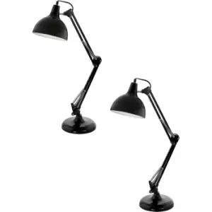 Image of 2 PACK Table Desk Lamp Black Flexible In Line Switch In Ine Switch E27 1x40W