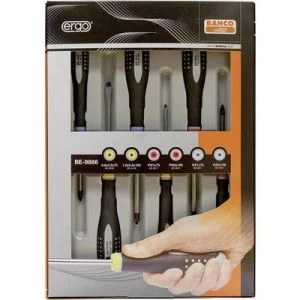 Image of Bahco Ergo Workshop Screwdriver set 6 Piece Slot, Pozidriv, Phillips