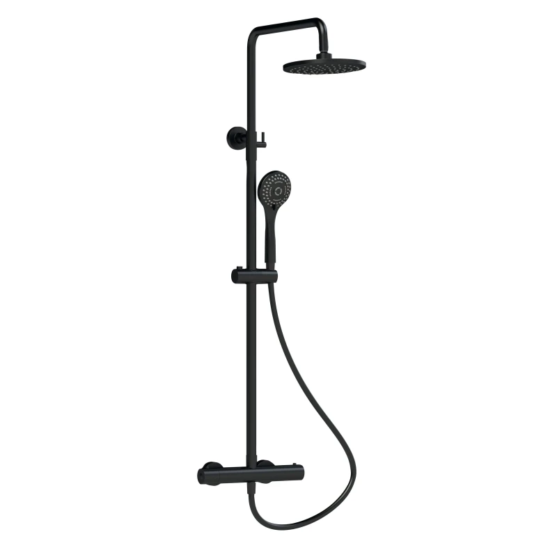 Image of Balterley Thermostatic Shower Kit Fixed HeadAdjustable Handset Matt Black unisex