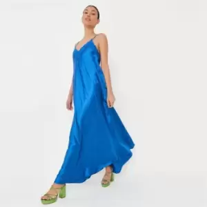 Image of Missguided Detail Maxi Dress Cami Satin - Blue