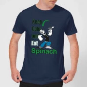 Image of Popeye Keep Calm And Eat Spinach Mens T-Shirt - Navy - S