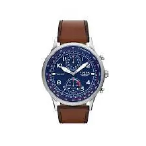 Image of Fossil Mens Retro Pilot Chronograph Eco Leather Watch - Brown