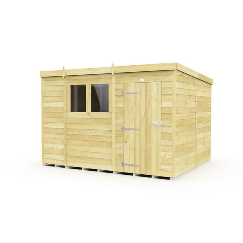 Image of Buttercup Farm 10 x 8 Feet Pent Shed - Single Door W/ Windows - L231 x W302 x H201cm in Brown Brown Unisex