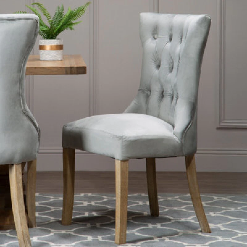 Image of Premier Housewares Buttoned Dining Chair Grey