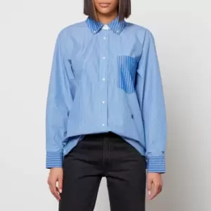 Image of Tommy Hilfiger Womens Stripe Oversized Shirt - Fine STP/Blue - UK 8