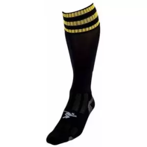 Image of Precision Childrens/Kids Pro Football Socks (12 UK Child-2 UK) (Black/Gold)