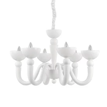 Image of Bon Bon 6 Light Multi Arm Chandelier White Finish, E14
