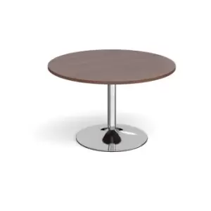 Image of Dams MTO Trumpet Base Circular Boardroom Table 1200mm - Chrome Base, Oak Top