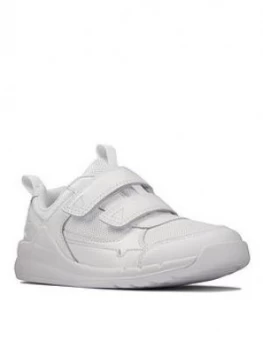 Image of Clarks Kid Orbit Sprint Strap And Lace Trainer - White