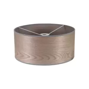 Image of Luminosa Lighting - Round, 395 x 180mm Wood Effect Shade, Grey Oak, White Laminate
