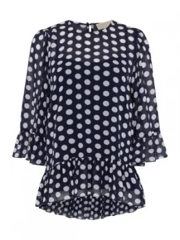 Image of Michael Kors Simple dot ruffle top Blue