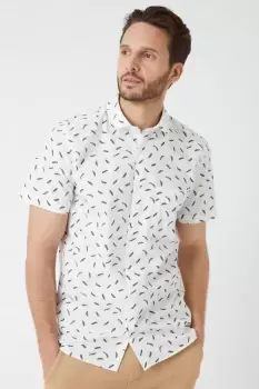 Image of Mens White Feather Conversational Print Shirt