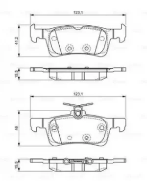 Image of Bosch 0986494715 BP1710 Brake Pad Set Disc Brake Rear Axle