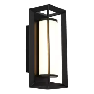 Image of Searchlight Lighting - Searchlight Chaplin Rectangular LED Wall Light, Matt Black - 200mm