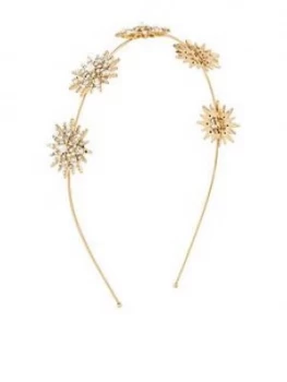 Image of Accessorize Starburst Pearl And Crystal Alice Band - Gold