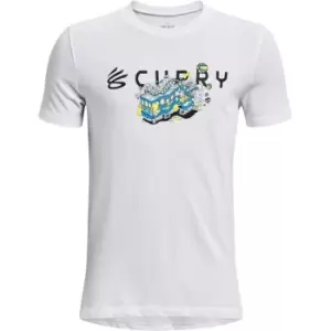 Image of Under Armour Curry Trolley Short Sleeve T Shirt Juniors - White