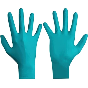 Image of Touchntuff Disposable Gloves, Green, Nitrile, Powdered, Textured Fingerti - Ansell