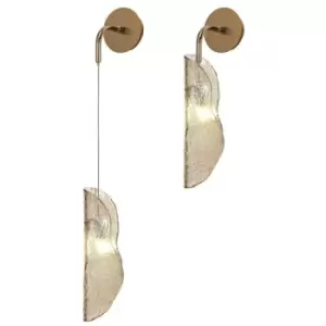 Image of Luminosa Wall Light, 1 x G9, Brass, Polished Chrome & Cognac Glass