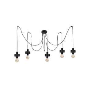 Image of Unica Cluster Pendant Ceiling Light Black, 5x E27