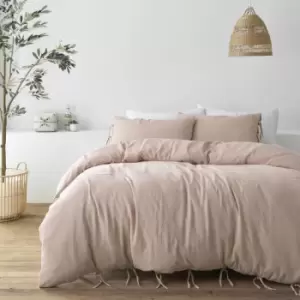 Image of Pineapple Elephant Afra Ties 100% Cotton Muslin Duvet Cover Set, Blush, Double